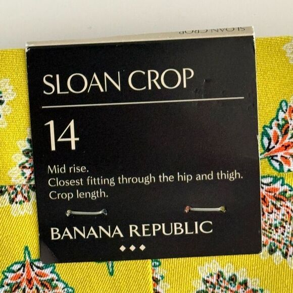 Banana Republic Yellow Print Sloan Crop Pants NWT - Women’s US 14 - Picture 9 of 9